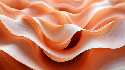Fototapeta premium Abstract 3D Background with Wavy Lines and Peach Color