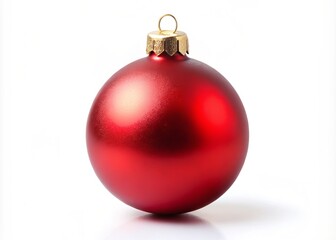 Isolated Red Christmas Decoration Ball on White Background for Holiday Season, Festive Decor, and Seasonal Celebrations &ndash; Perfect for Christmas-Themed Designs and Marketing Materials