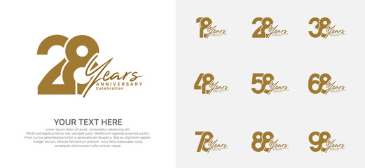 Anniversary logo set vector design, brown for celebration event