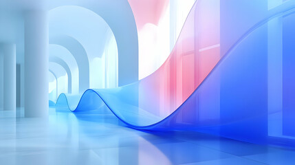 Abstract 3D Background with Blue and Pink Waves