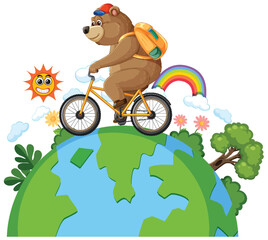 Bear Cycling on a Colorful Earth