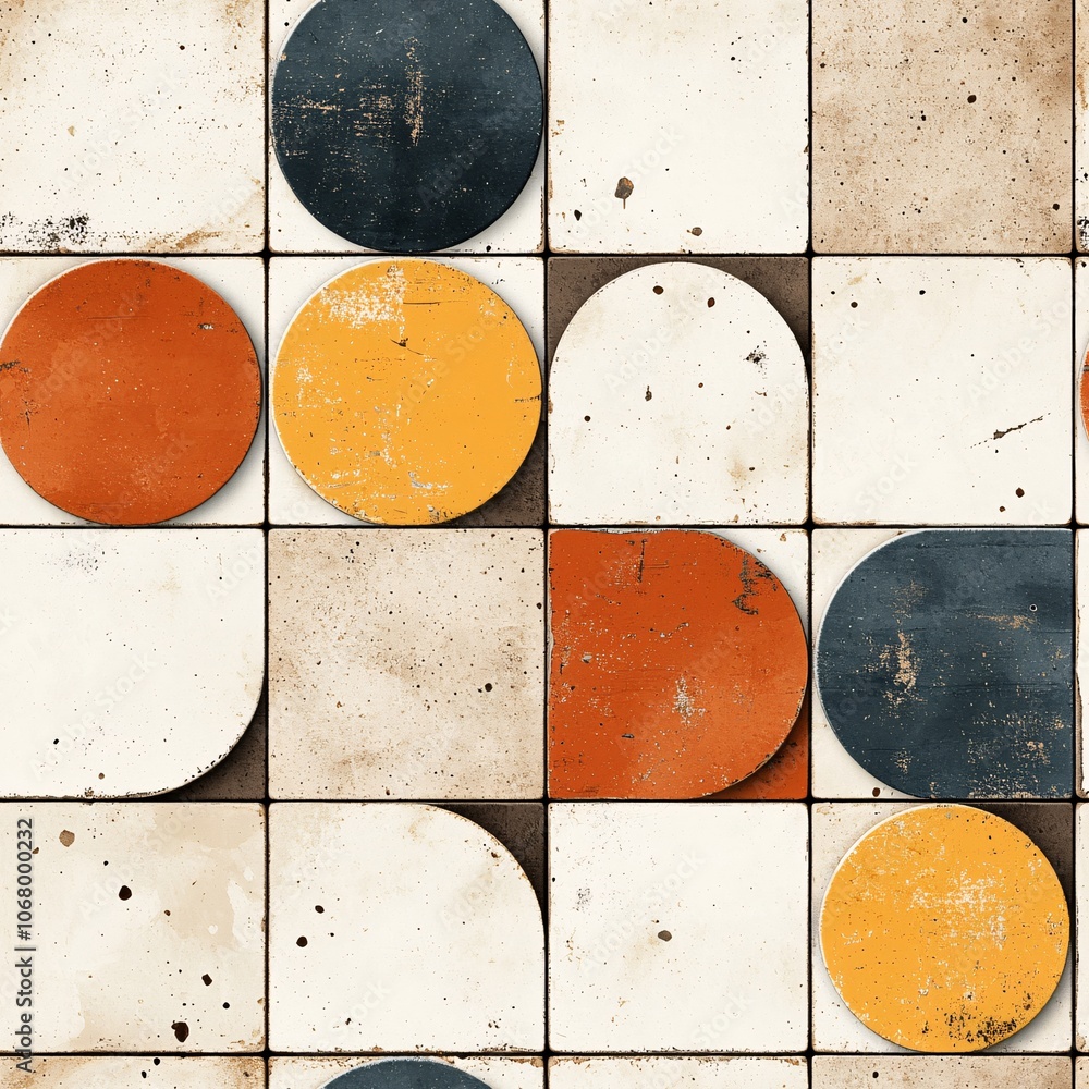 Poster colorful circular pattern on seamless tile background