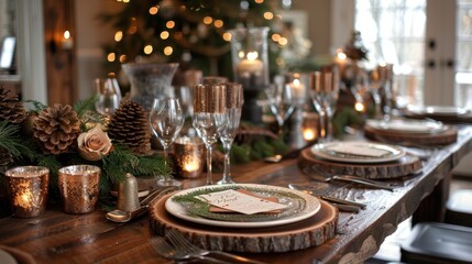 Fototapeta premium Rustic Christmas Table Setting
