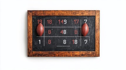 A football scoreboard with the final score displayed, isolated on a white background