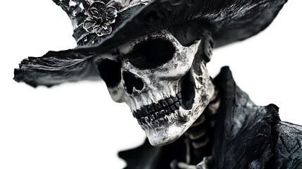 Naklejka premium Skeleton in a Hat