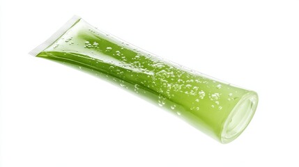 A hydrating aloe vera gel in a transparent tube, isolated on a white background