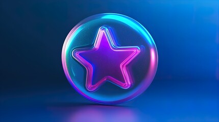 Obraz premium Playful Star Icon in Chat Bubble: Vibrant Blue and Purple Design with Twinkling Effects – Perfect for Sports Room Decor or Youthful Poster Inspiration!