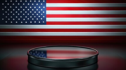 American Flag with Display Platform for Presentations