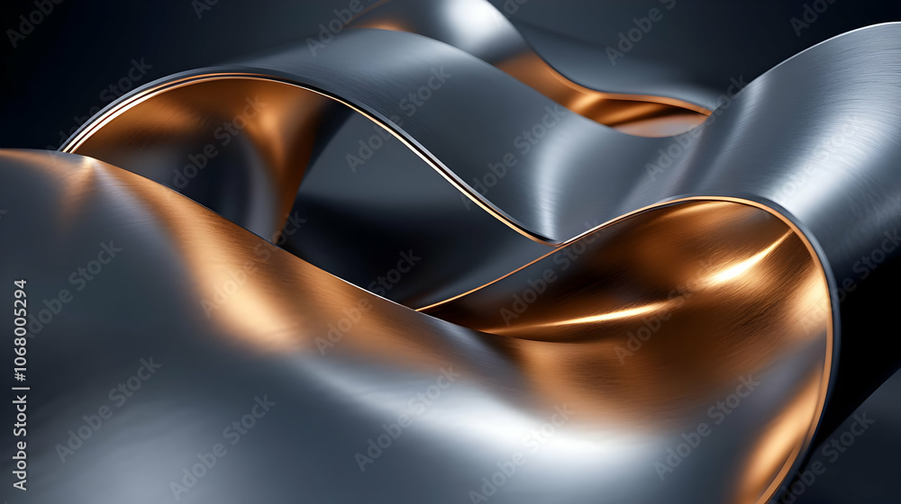 Poster abstract 3d metal background - shiny curves and smooth lines