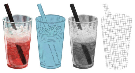 hand drawn drink illustration set