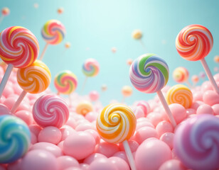 Colorful Lollipops,Sweet, Swirled Candies Bringing Joy with Every Lick