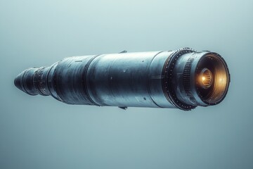 Detailed view of a rocket nozzle, isolated against a minimal background, creating a bold look with empty space around