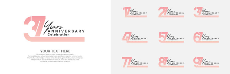 Obraz premium Anniversary logo set vector design, pink color for celebration event