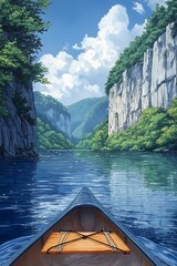 Tranquil Kayak View in Scenic Nature Landscape