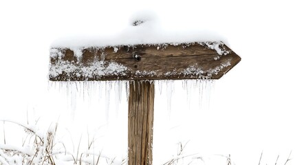 Frozen Wooden Signpost