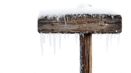 Frozen Wooden Signpost