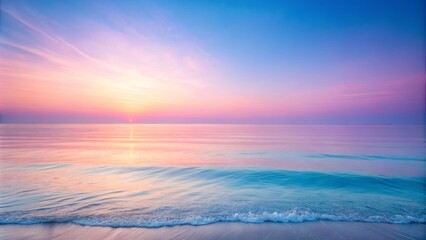 Fototapeta premium Peaceful Serene Shoreline at Dawn with Gentle Waves and Vibrant Hues of Pink and Blue
