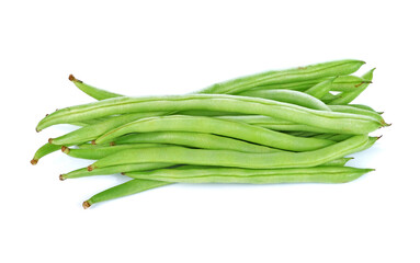 Green beans on white background