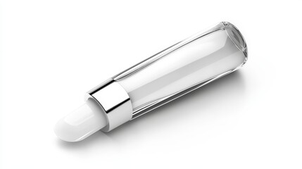 A sleek bottle of moisturizing face cream with a silver cap, isolated on a white background