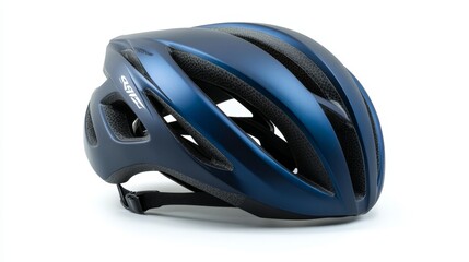 Fototapeta premium A sleek road racing bicycle helmet with aerodynamic vents, isolated on a white background