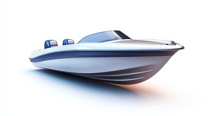 A sleek speedboat used for water sports, isolated on a white background