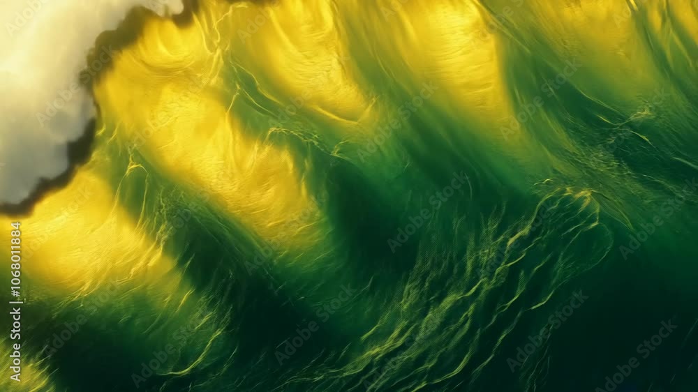 Aufkleber a wave breaks in the ocean, illuminated by the setting sun, creating a dramatic and colorful scene