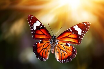 Naklejka premium butterfly in flight a butterflys wings blur as it flutters throu