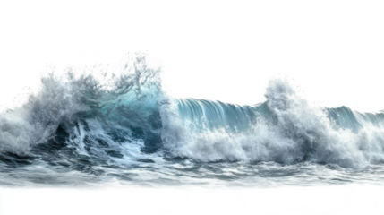 Ocean Waves Crashing and Exploding, Transparent Water with Foam and Spray