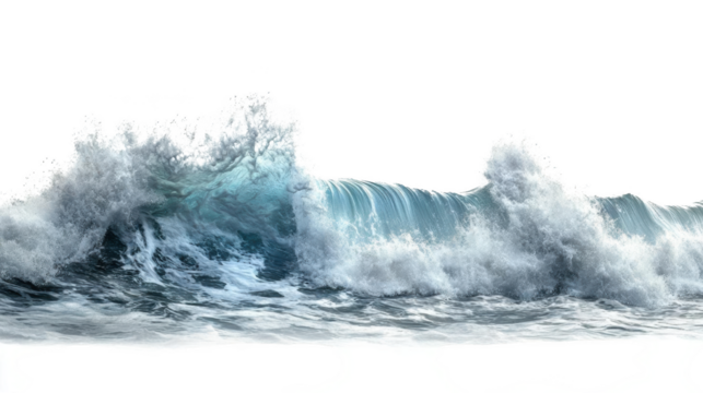 Ocean Waves Crashing and Exploding, Transparent Water with Foam and Spray