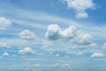 Bright blue sky with white cloud daytime background