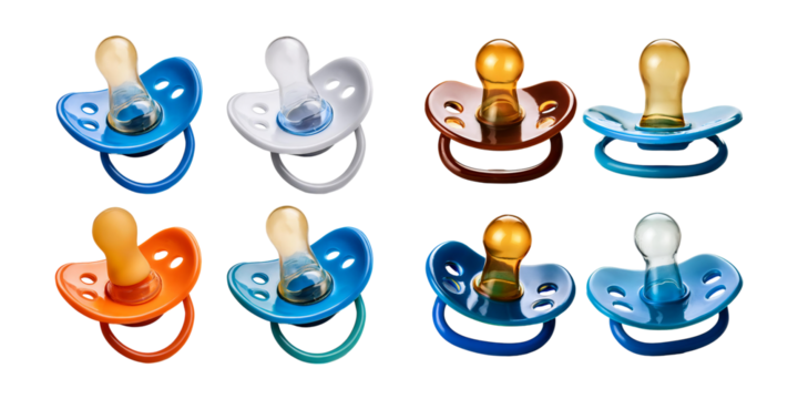 Colorful Baby Pacifiers on Transparent Background - Powered by Adobe