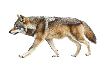 Fototapeta premium A Wolf Walks Through the Woods, a Transparent Object Shows its Form