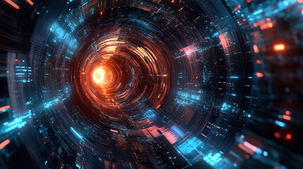 Fototapeta premium Futuristic Abstract Tech Tunnel