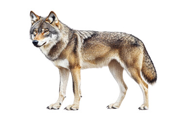 Fototapeta premium Wolf Standing Against a Black Background - Transparent Fur Detail