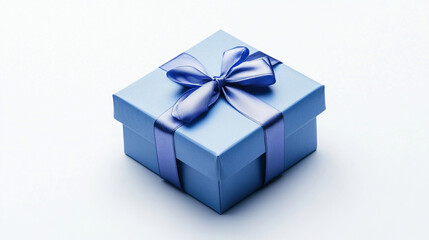 Obraz premium Elegant Blue Gift Box with Bow on White background