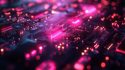 Abstract futuristic technology background with psychedelic neon lights for tech banners.