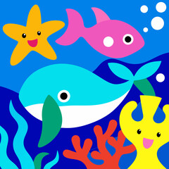marine life background with fishes