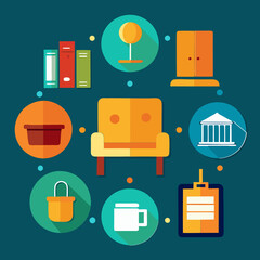 isolated set of furniture set art 