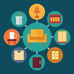 isolated set of furniture set art 