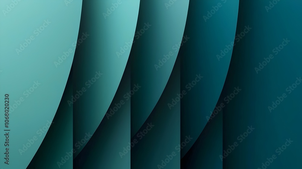 Poster abstract teal gradient design featuring layered curves and smooth transitions, creating a calming an