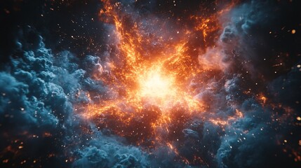 Naklejka premium Abstract Plasma Explosion with Orange and White Sparks