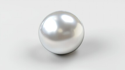 3D silver pearl with reflective chrome surface, top view, on a plain white background.