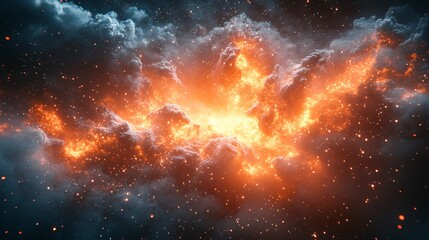 Obraz premium Bursting Plasma Particles in a Cosmic Display