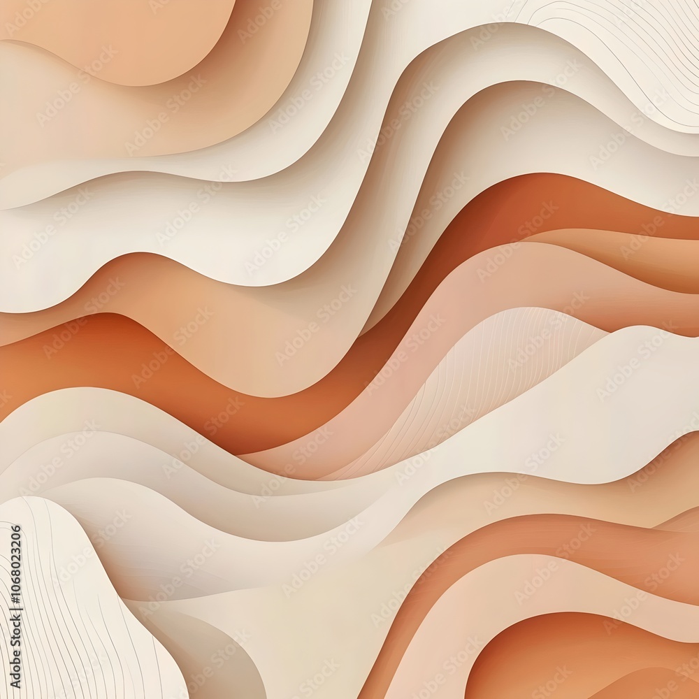 Aufkleber abstract background featuring flowing layers in warm tones of beige and terracotta, creating a soft 