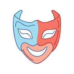 comedy and tragedy mask vector art,  flat illustration mask icon