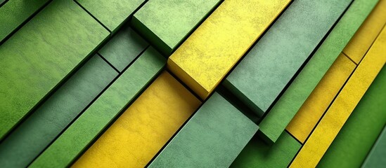 Abstract geometric background with green and yellow rectangles.