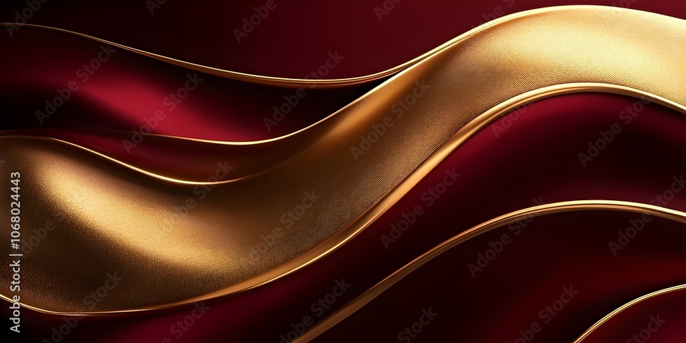Poster a luxurious abstract background featuring flowing gold and deep red curves. the rich textures create