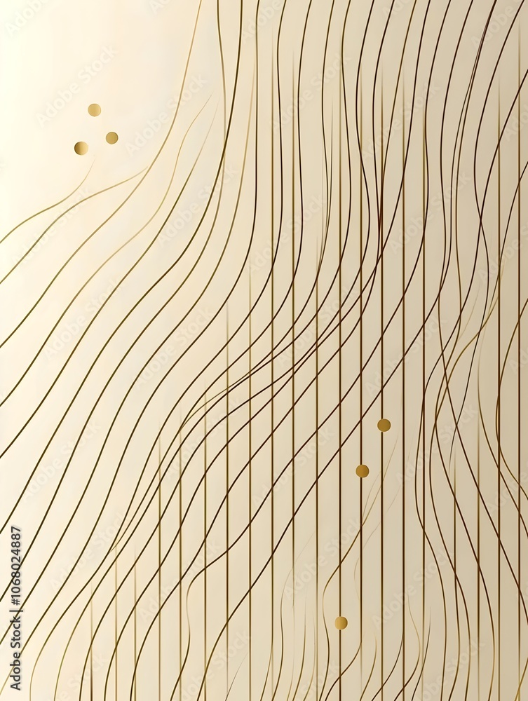 Poster abstract design featuring elegant wavy lines and golden accents, creating a sophisticated and modern