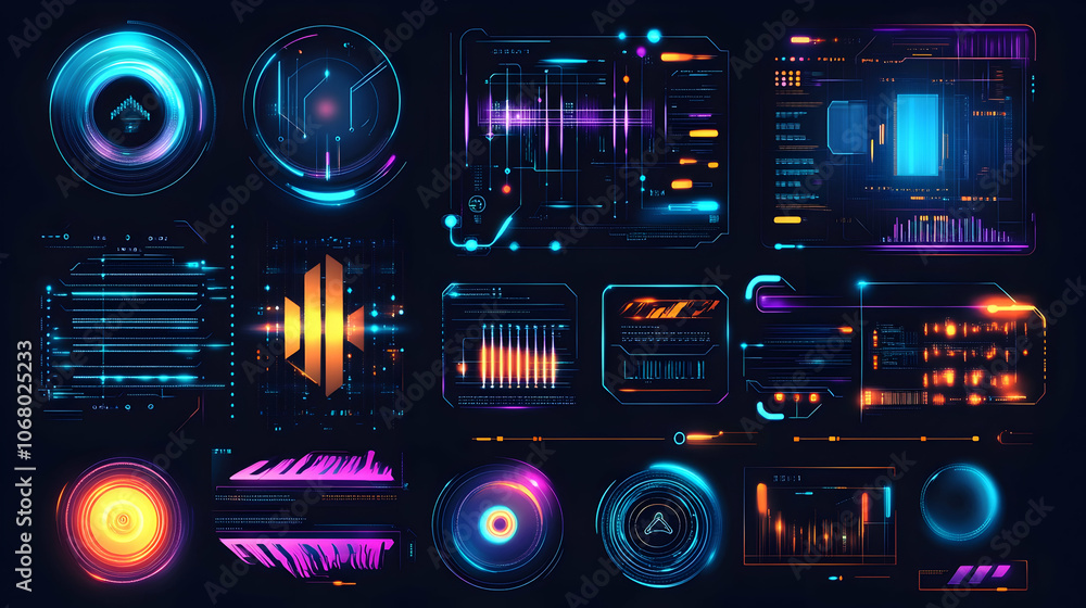Poster futuristic hud elements for game ui or app design.