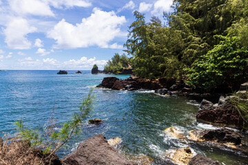 Beautiful landscape view of the beach in Haleakala National Park near the Kipahulu Visitor Center...